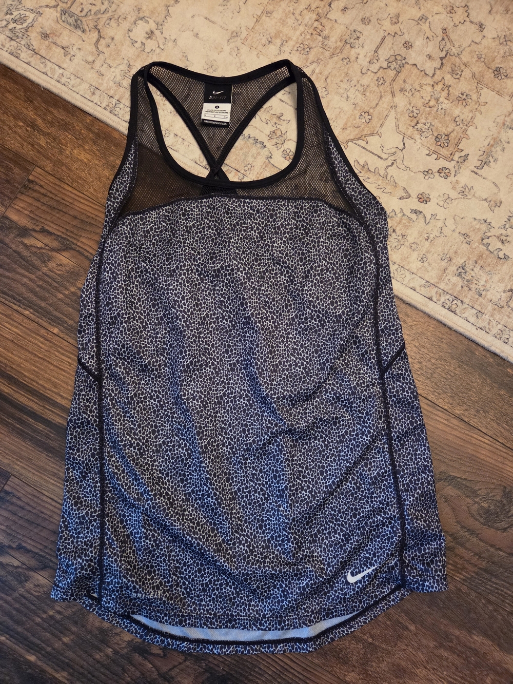 Nike Women’s Black Mesh Leopard-Print Racerback Tank